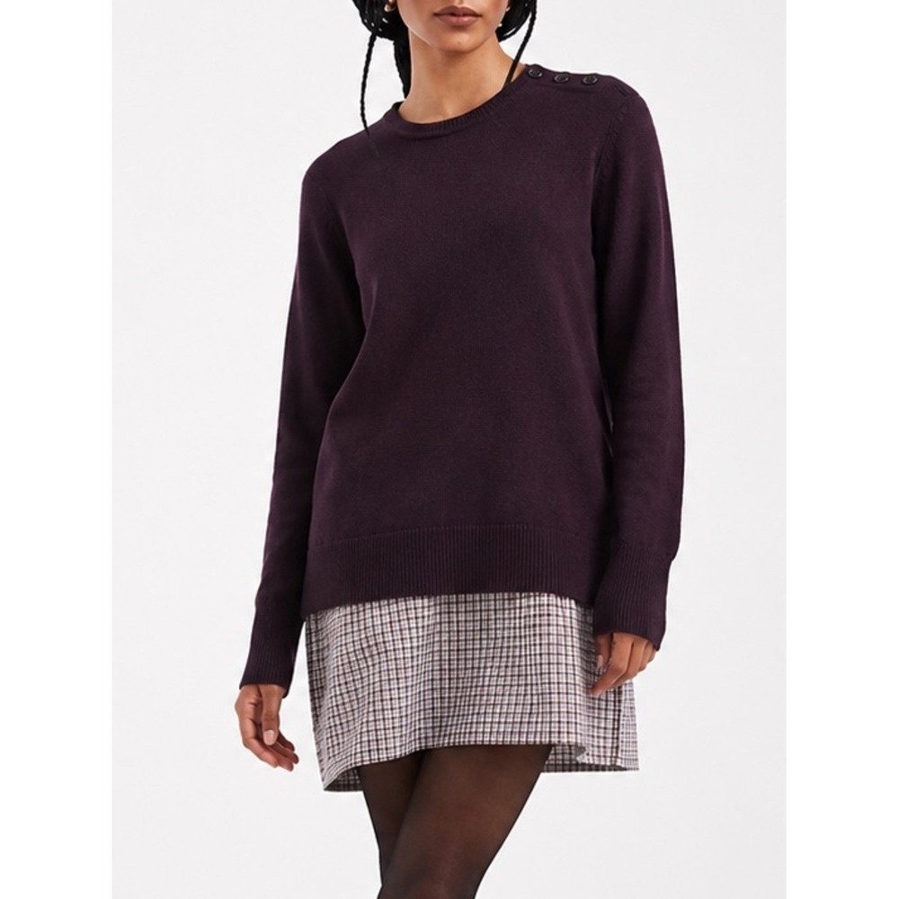 Gap Luxe Purple Crewneck Sweater w/ Button Detail